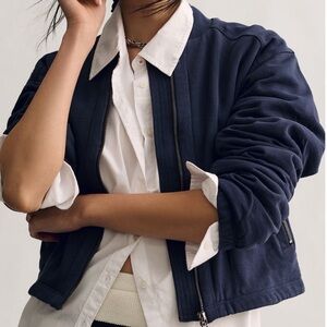Anthropologie Navy Bomber Jacket